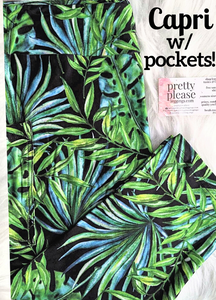 Summer Green Palm Leaves Capri Super SOFT Leggings Tropical OS TC Plus rts