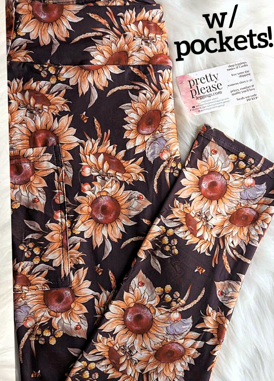 Beautiful Sketched Sunflowers Super SOFT Leggings OS TC Plus Fall Autu –  Pretty Please Leggings