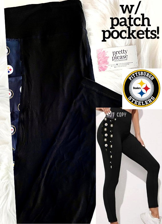 Pittsburgh Steelers w/ Side Leg Patch Pockets Super SOFT Yoga Band