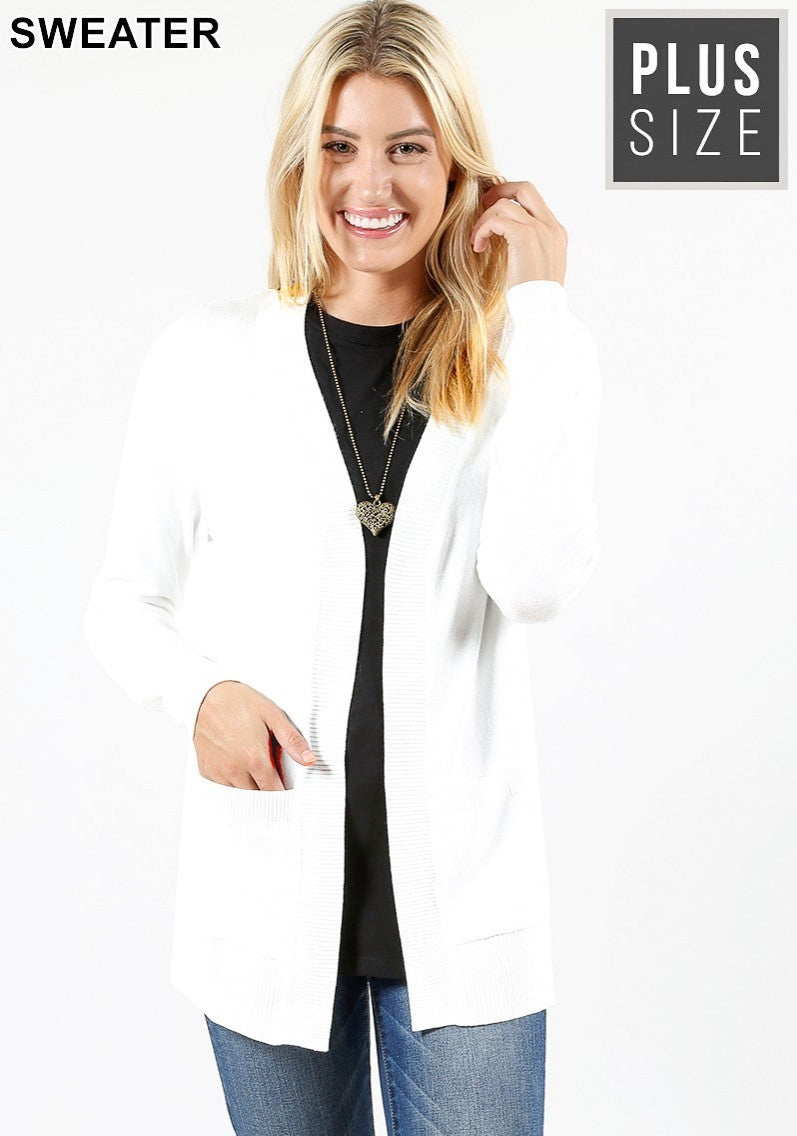 Plus Size Relaxed Cardigan Sweater (tunic length) rts – Pretty Please  Leggings