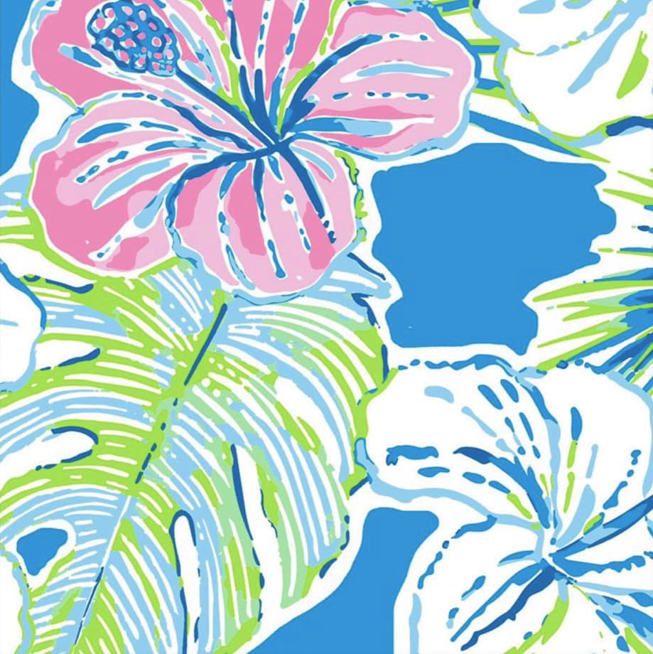 Tropical Aqua Blue Hibiscus Palms Super SOFT CAPRI Leggings Pink White Floral OS TC Plus rts