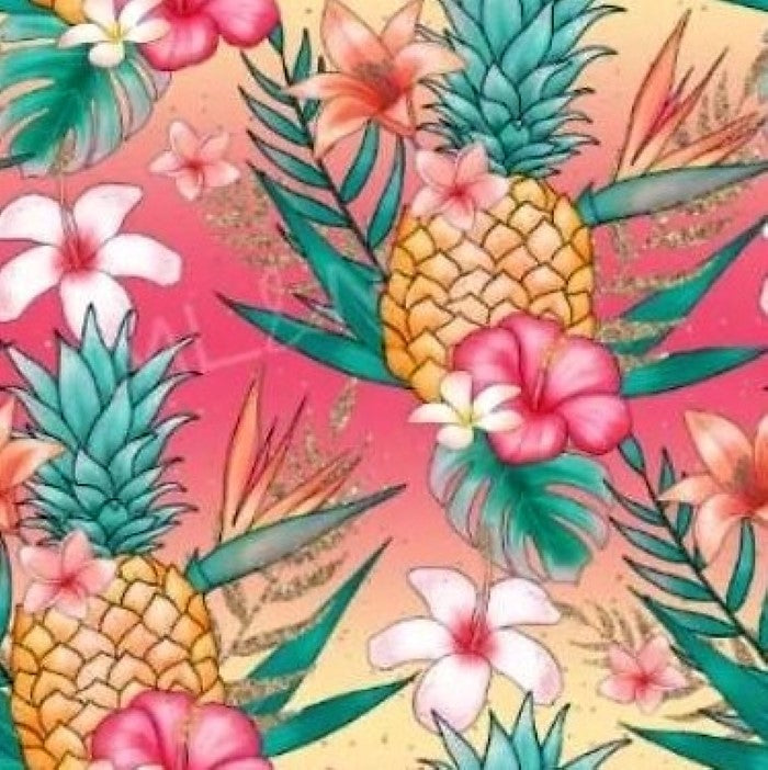 Pineapples in the Floral Palms Capri Super SOFT Leggings Tropical OS TC Plus rts