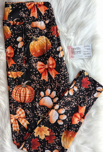 Fall Paws Super SOFT Leggings Pumpkin Farmhouse Halloween Dog Cat OS Plus rts