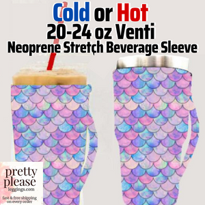 Mermaid Scales HOT or COLD Stretch DRINK SLEEVE w/Handle Fits 20-24oz Venti Starbucks Coffee rts