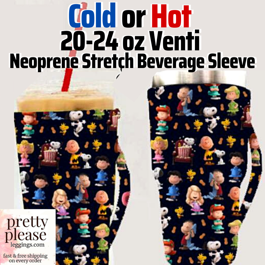 Nutty Gang HOT or COLD Stretch DRINK SLEEVE w/Handle Fits 20-24oz Venti Starbucks Coffee rts
