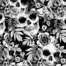 Sketched Skulls in Black & White Floral Super SOFT Leggings OS TC Plus rts Halloween