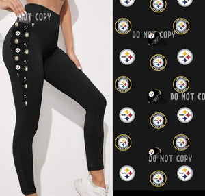 Pittsburgh Steelers w/ Side Leg Patch Pockets Super SOFT Yoga Band Leg –  Pretty Please Leggings