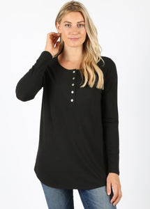 Plus Size Button Detail Side Slit Tunic -Relaxed Fit rts 1X 2X 3X