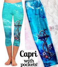 Beautiful Deep Sea Anchor Capri Super SOFT Leggings OS TC Ocean Beach Plus rts Capris - Pretty Please Leggings