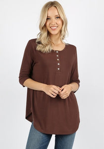 Long Flowy Relaxed Fit Henley Tunic Misses & Plus rts - Pretty Please Leggings