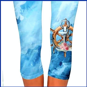 Captains Wheel & Anchor Capri Super SOFT Leggings Cruise Ocean Sea Aqua Blue OS TC Plus rts Capris - Pretty Please Leggings
