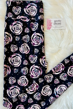 Watercolor Floral Peek Roses Super SOFT Leggings OS TC Plus rts - Pretty Please Leggings
