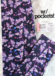 Women's Purple Floral Buttery Soft Yoga Waistband Capri Leggings